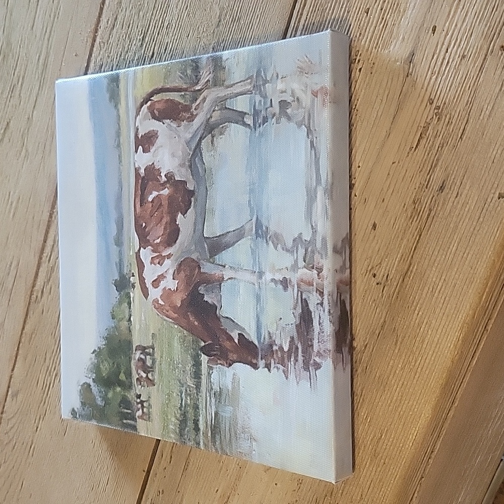 Small canvas print of Guernsey cattle